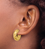 14KYG Hammered Fancy Hoops