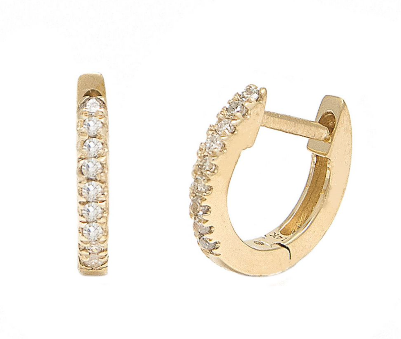 14K Mini Diamond Huggie Earrings