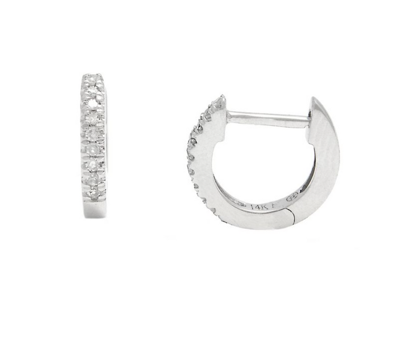 14K Mini Diamond Huggie Earrings
